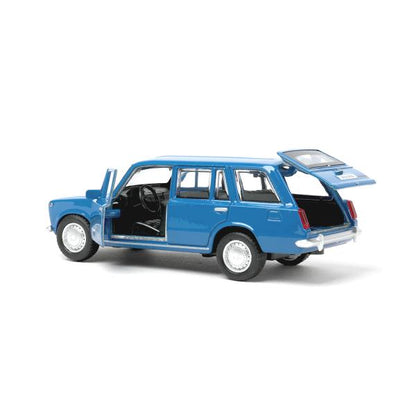 Машина металл ваз-2102 12 см, двери, багажник, инер,голубой, кор. Технопарк в кор.2*36шт