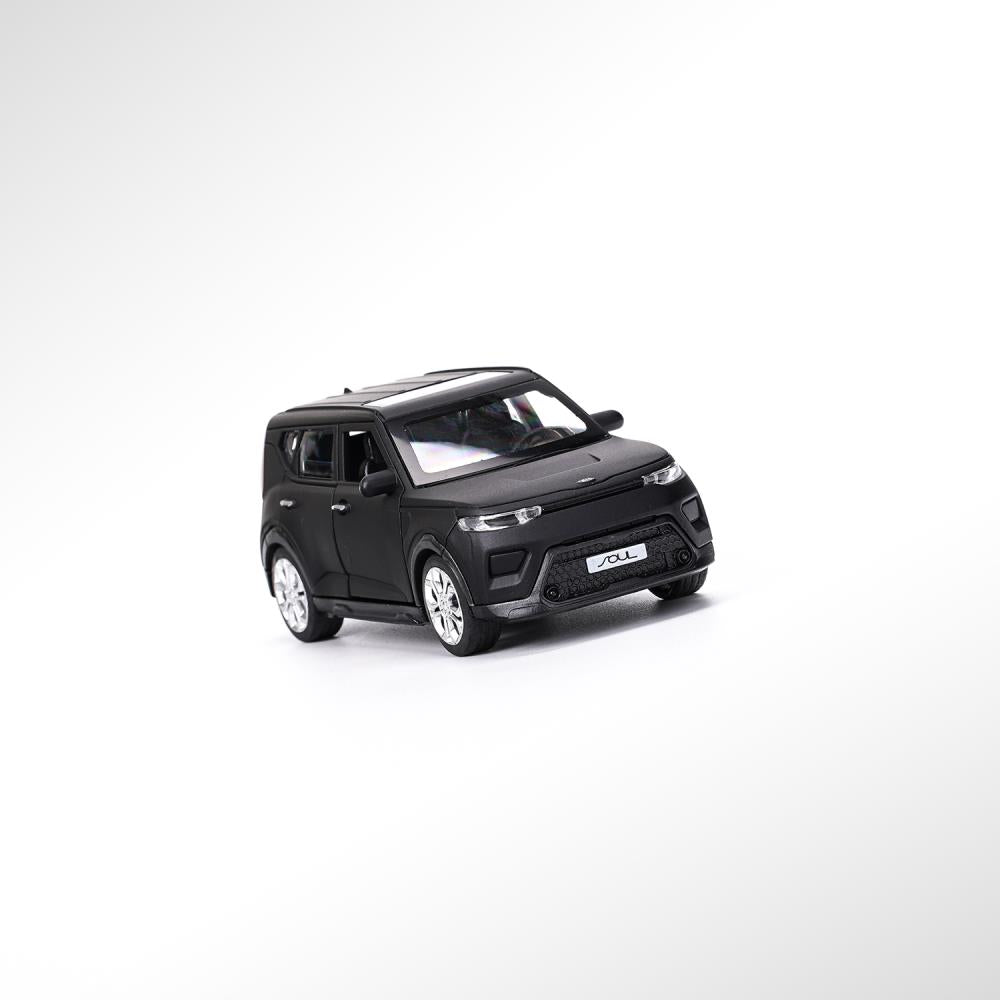 Машина металл свет-звук KIA soul 12 см, двер, инер, черный МАТОВЫЙ, kor. Parc technologique dans le cor.2*36шт