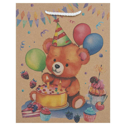 Пакет подарочный крафт м,мишка,140 гр/м2 ЧУДО ПРАЗДНИК в кор.12*12шт