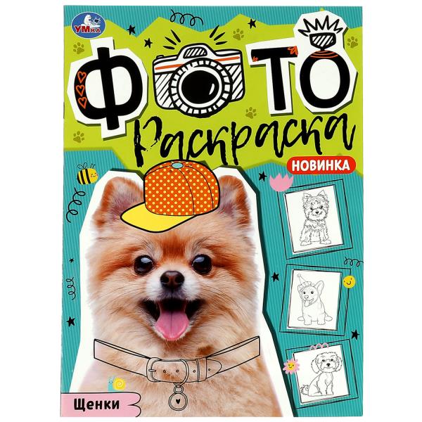Щенки. Фотораскраска. 210х290 мм. Скрепка. 16 стр. Умка в кор.50шт