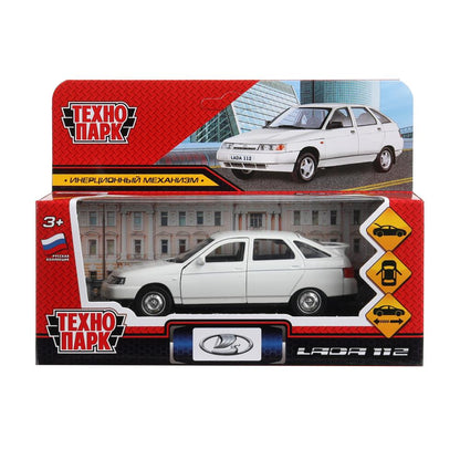 Машина металл ваз-2112 12 см, двери, багаж, белый, кор. Технопарк в кор.2*36шт