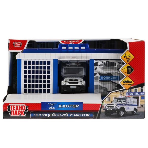 Игрушка пластик свет- ПОЛИЦЕЙСКИЙ УЧАСТОК 22 см, ворота, УАЗ ХАНТЕР,кор. Технопарк в кор.2*18шт