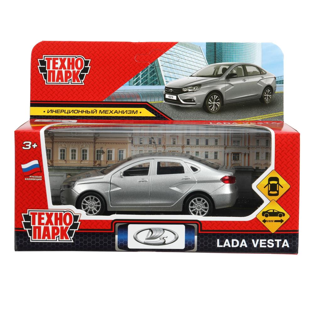 Машина металл LADA vesta 11,5 см, двери, серый, кор. Технопарк в кор.2*36шт