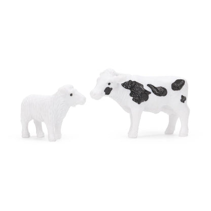 Модель пластик СИНИЙ ТРАКТОР ГАРАЖ с коровой и овцой ИГРАЕМ ВМЕСТЕ в кор.2*48шт