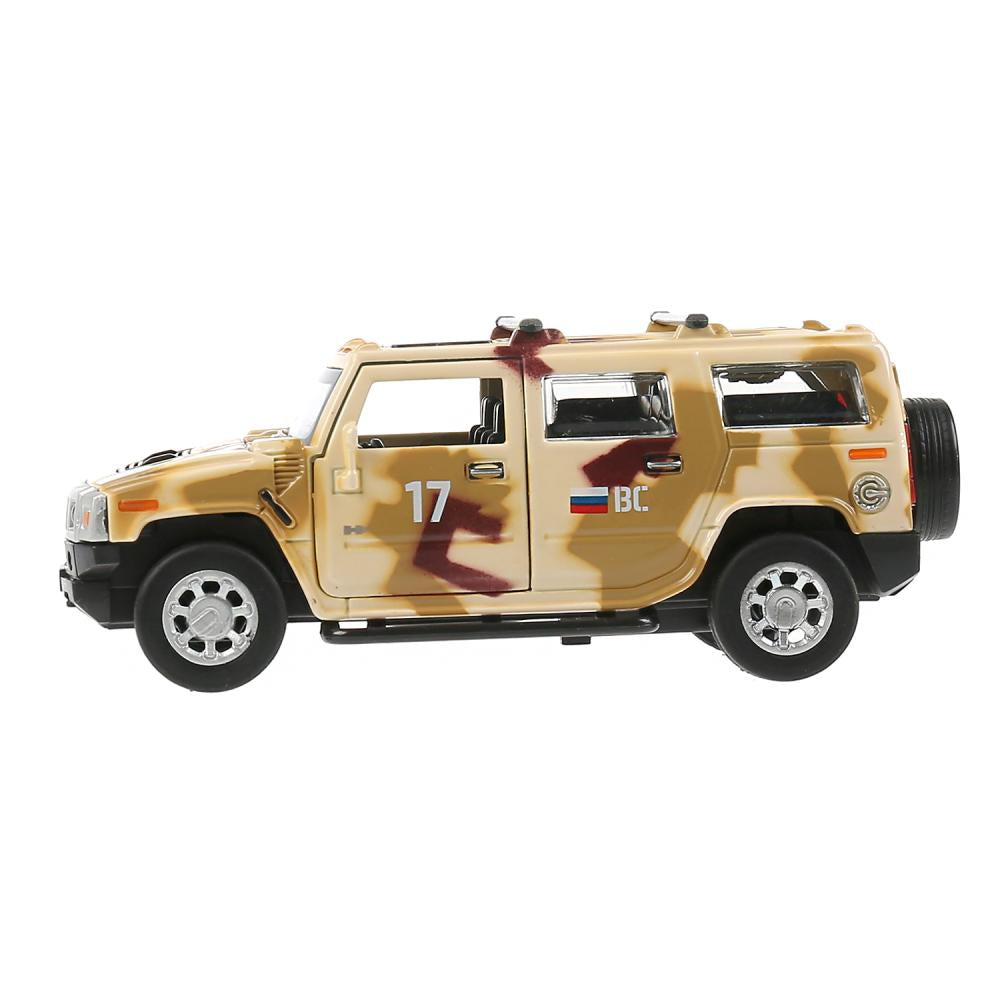 Машина металл "hummer h2 камуфляж" 12см, откр.двери, инерц., песочный в кор. Технопарк в кор.2*36шт