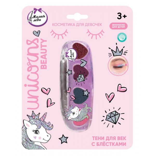 Косметика ДЛЯ ДЕВОЧЕК тени для век с блестками, 4 г. МИЛАЯ ЛЕДИ в кор.30*12шт