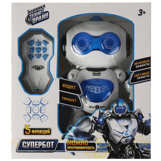 Технодрайв. "Робот Супербот" на инфакр.управлении свет-звук, движ. кор.23,5*25,5*9см арт.2002F009-RS