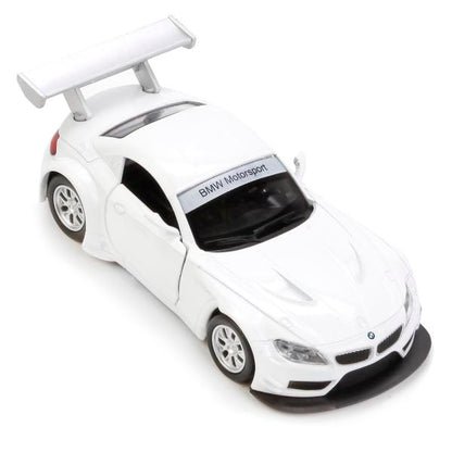 МАШИНА "ТЕХНОПАРК" МЕТАЛЛ. ИНЕРЦ. BMW Z-4 GT3, 1:38, ОТКРЫВ. ДВЕРИ В РУСС. КОР. в кор.2*36шт