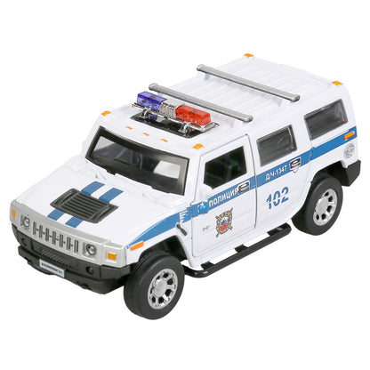 Machine en métal noir HUMMER "hummer h2 policija" 12 cm, inerte., bel dans le cor. Parc technologique dans le cor.2*36шт