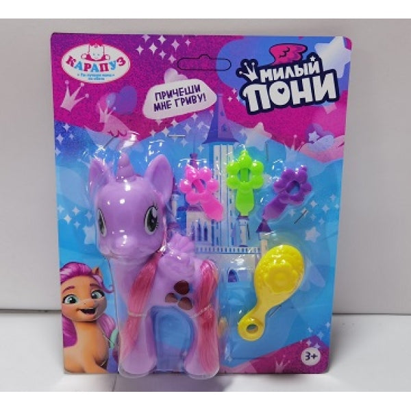 Единорог 11 см, пластиковый, 4 акс, на блистере КАРАПУЗ в кор.2*144шт