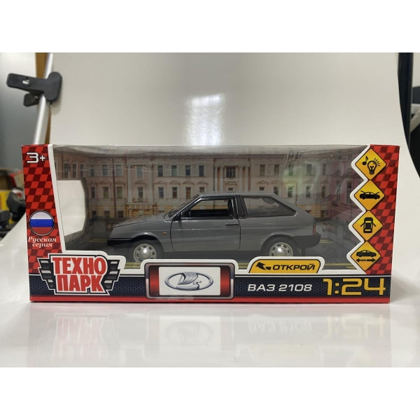 LADA ваз 2108 свет-звук 16,7 cm, дв, кап, баг, ин, серый Технопарк в кор.2*24шт