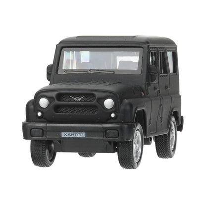 Machine en métal UAZ ХАНТЕР длина 10,5 см, инерция, МАТОВЫЙ черный, кор. Parc technologique dans le cor.2*36шт