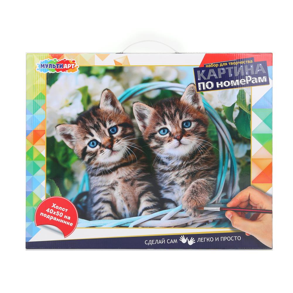 Холст по номерам 40*50 см котики МУЛЬТИ АРТ в кор.24шт