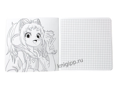 MyArt. БЛОКНОТ в клетку Аниме. Голубой