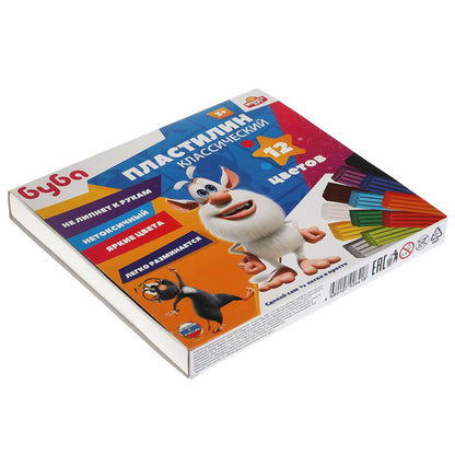 Пластилин классический БУБА 12 цв (180 г) MultiArt в кор.16шт