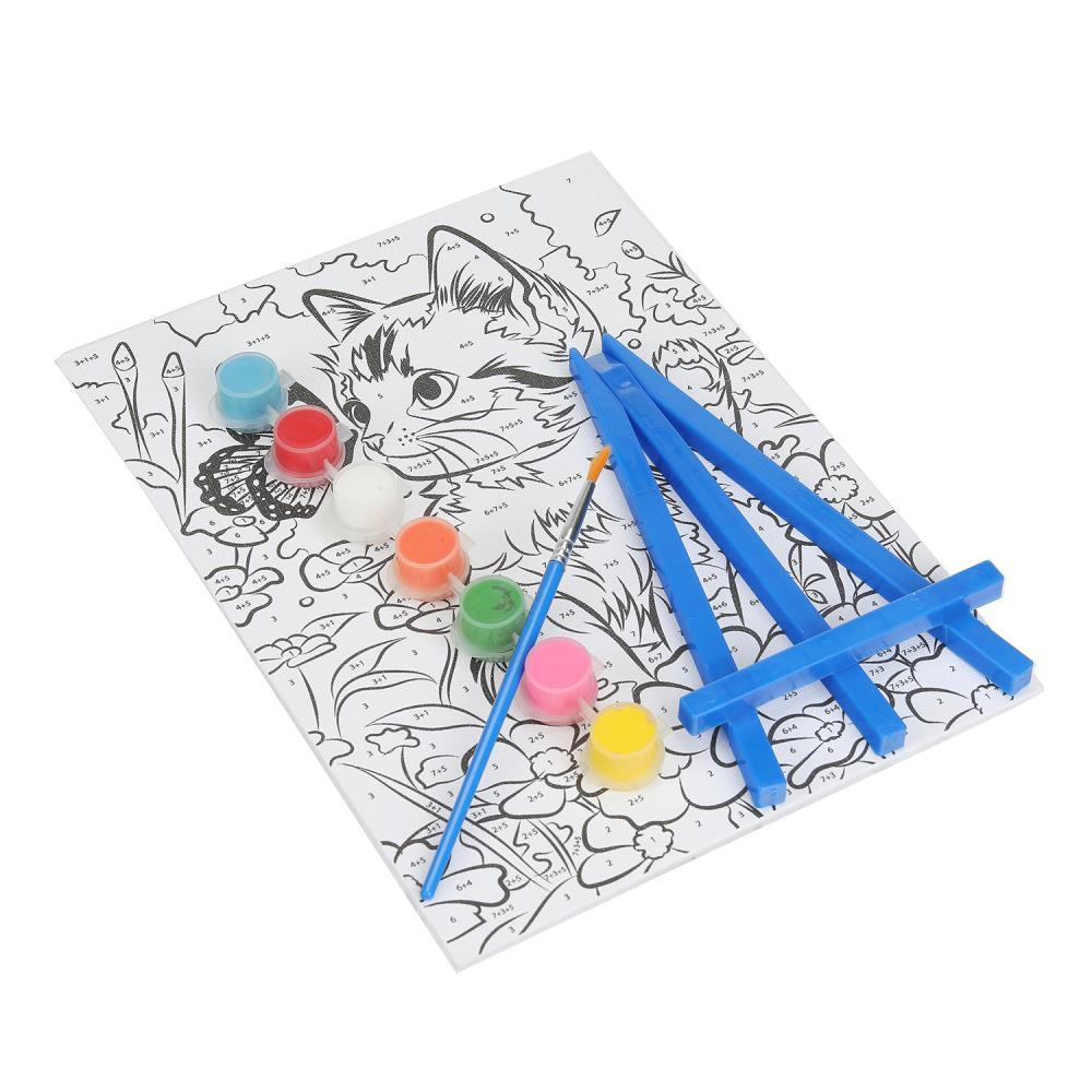 Раскраска по номерам 17х23 см котик и бабочка МУЛЬТИ АРТ в кор.50шт