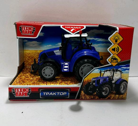 Модель пластик свет-звук ТРАКТОР 15 см, подвижные детали, инерция. кор. Технопарк в кор.2*48шт