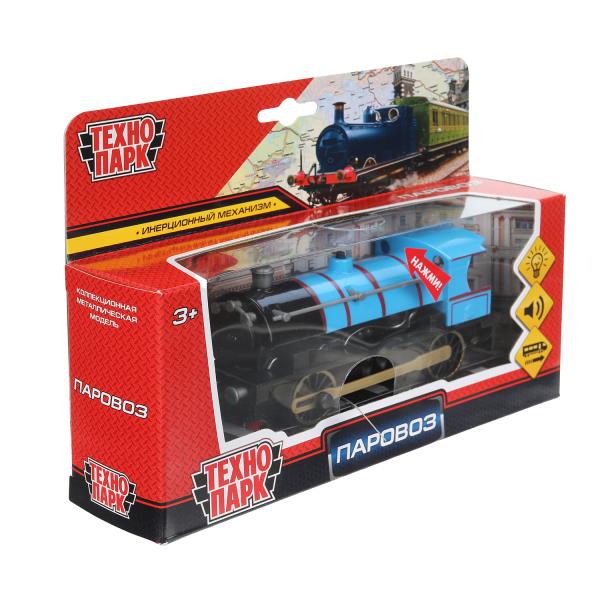 Машина металл светзвук паровоз, 14 см, инерц., кор. Технопарк в кор.2*24шт