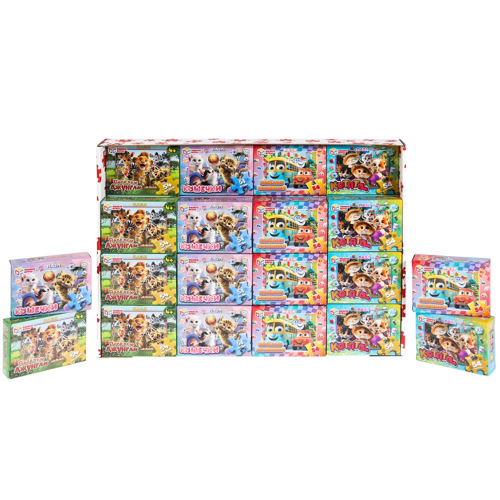 Микс. Пазлы классические в коробке. Пазл 54 детали. Умные игры в уп.32шт в кор.8уп