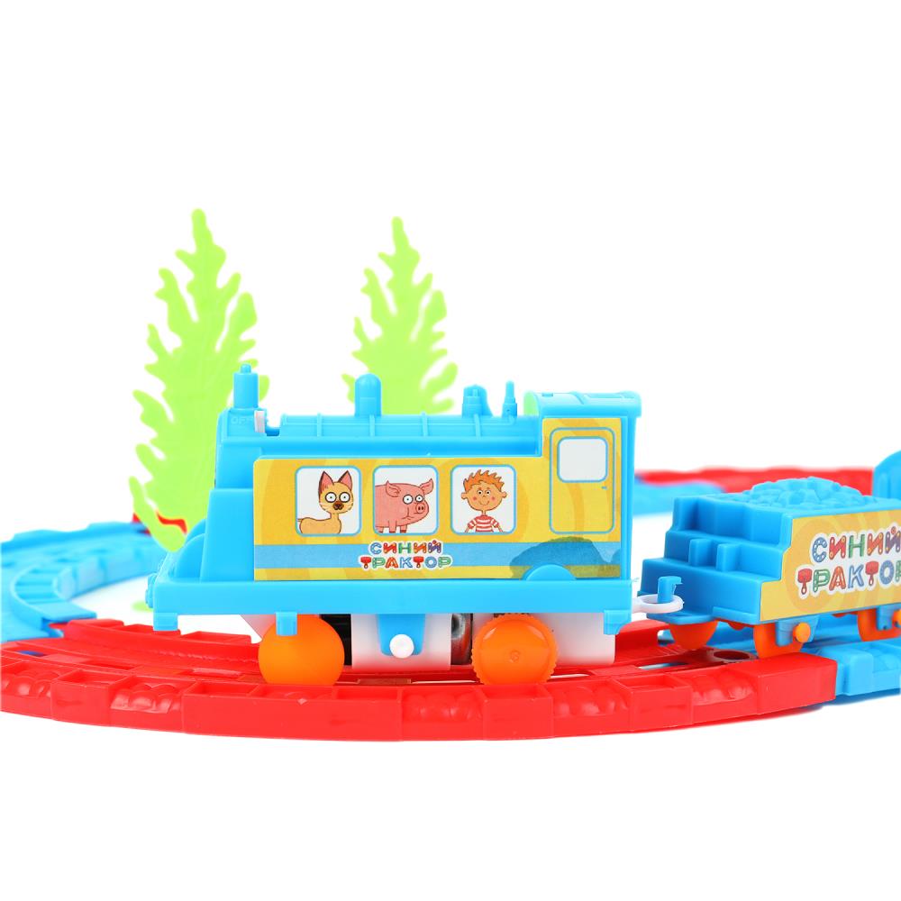 Железная дорога мультяшная СИНИЙ ТРАКТОР длина пути 118, кор.35*27*4см ТЕХНОДРАЙВ в кор.2*30шт