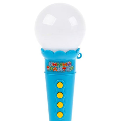 Микрофон Синий Трактор 10 песен из м/ф, аплодисменты, регулировка подсветки, свет. Умка в кор.120шт