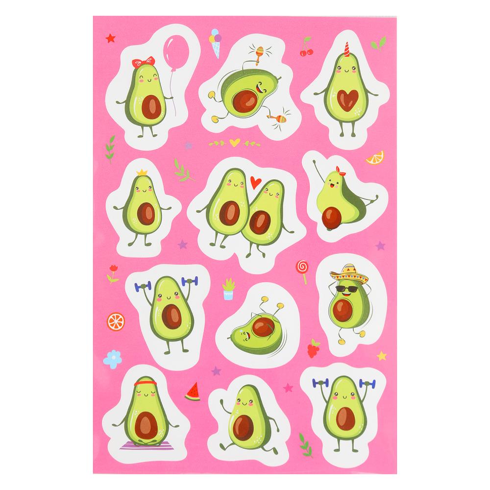Наклейки бумажные 12х18 см, авокадо МУЛЬТИ АРТ в кор.500шт