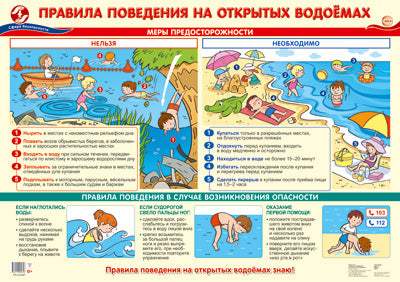 ПЛ-14767 Плакат А3. Правила поведения на открытых водоемах