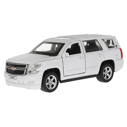 TAHOE-12FIL-WH303053 Машина металл CHEVROLET TAHOE МАТОВЫЙ 12 см, двери, багаж, инер, белый, кор. Те