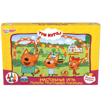 Три кота. Поиски пропавшей корзинки. Настольная игра-ходилка. Умные игры в кор.20шт