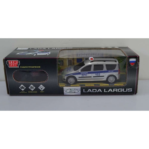Машина р/у LADA LARGUS ПОЛИЦИЯ 18 см, свет, серебр, кор. Технопарк в кор.2*24шт