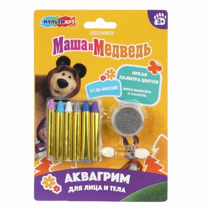 Аквагрим карандаши 6 цветов классика Маша и Медведь маша и медведь МУЛЬТИ АРТ в кор.48шт