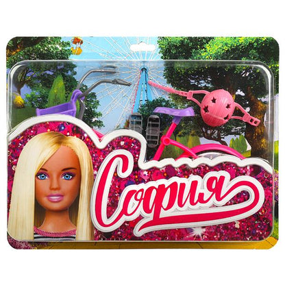 Карапуз. Аксессуары для кукол. Набор "Спорт: велосипед, шлем" для Софии, блист., арт.ACS04-S-BB