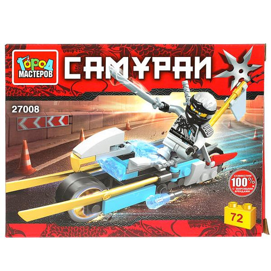 27008-CY Конструктор самурай на мотоцикле, 72 дет. Город мастеров в кор.80шт