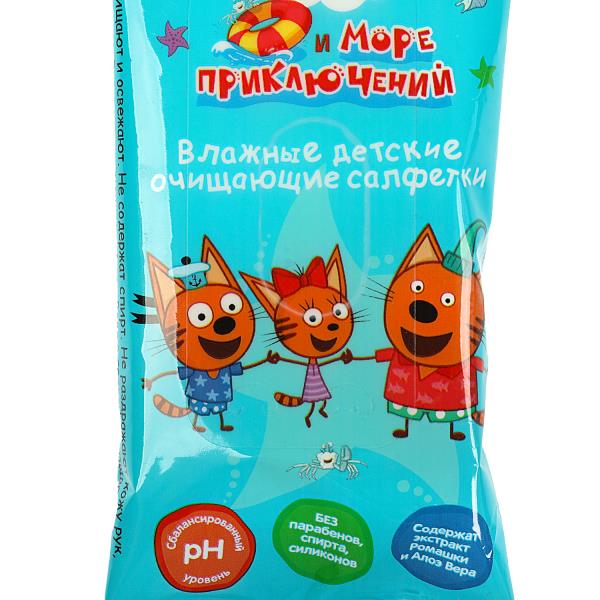 Влажные детские очищающие салфетки три кота Три Кота 15 шт. Заботливая мама в кор.180наб