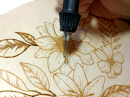 Выжигание. Дощечка для выжигания "Цветы" (овал, конверт А4)