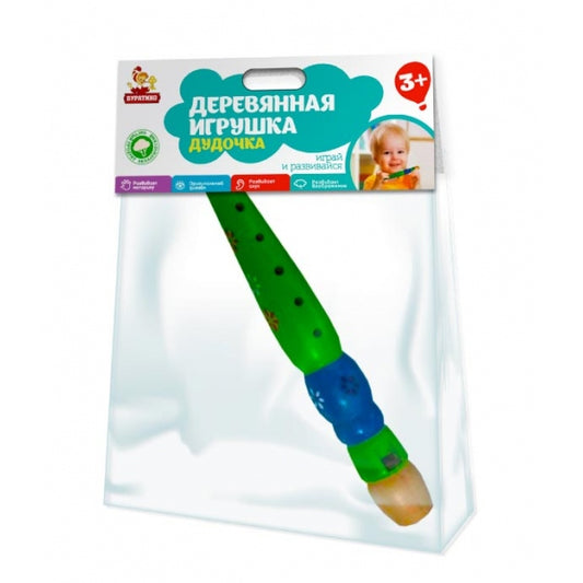 Игрушка деревянная дудочка 20 см Буратино в кор.400шт