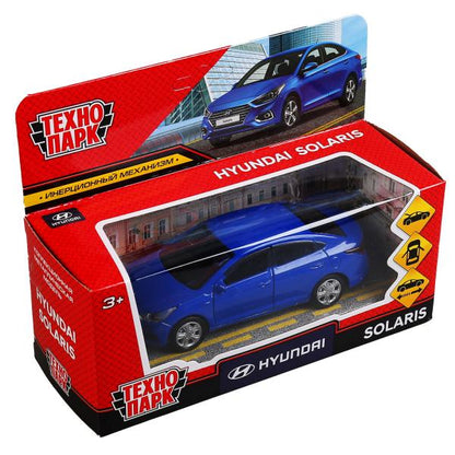 Машина металл "hyundai Solaris" 12см, открыва.двери, инерц., синий в кор. Технопарк в кор.2*36шт