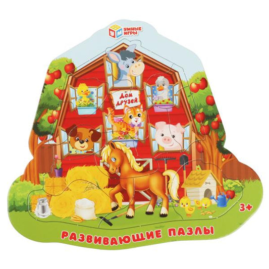 Домашние животные. Le jeu de figurines est dans le cadre. 15 détails. 285х215мм. Умные игры в кор.50шт