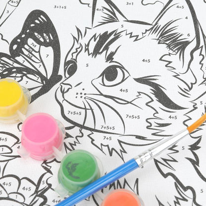 Раскраска по номерам 17х23 см котик и бабочка МУЛЬТИ АРТ в кор.50шт