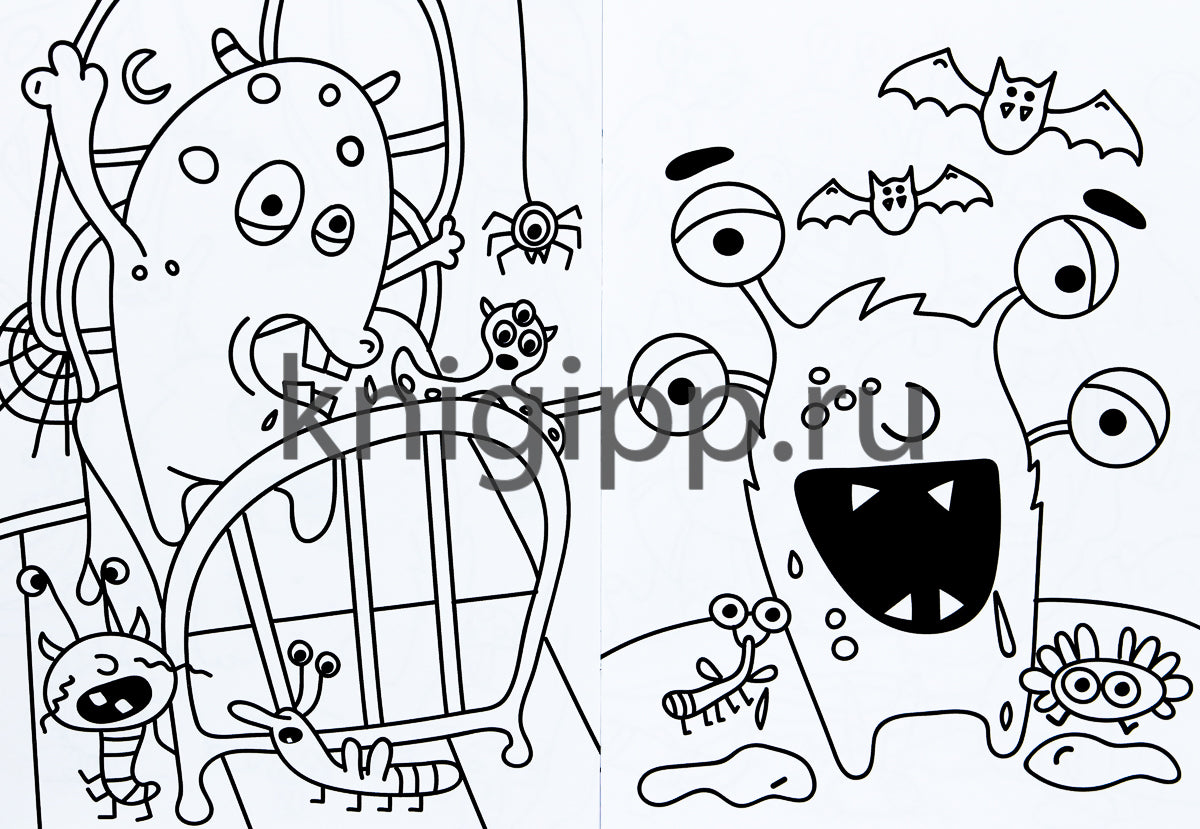МОЯ РАСКРАСКА А4 чёрная. МОНСТРИКИ