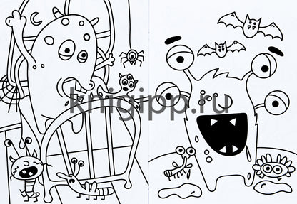 МОЯ РАСКРАСКА А4 чёрная. МОНСТРИКИ