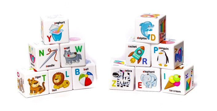 Кубики пластиковые "Кубики для умников. Английский алфавит" 12 шт (sans autocollants)