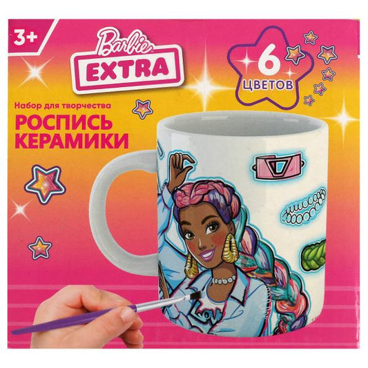 Набор д/дет тв-ва Барби кружка для росписи (краски, кисточка) МУЛЬТИ АРТ в кор.24шт
