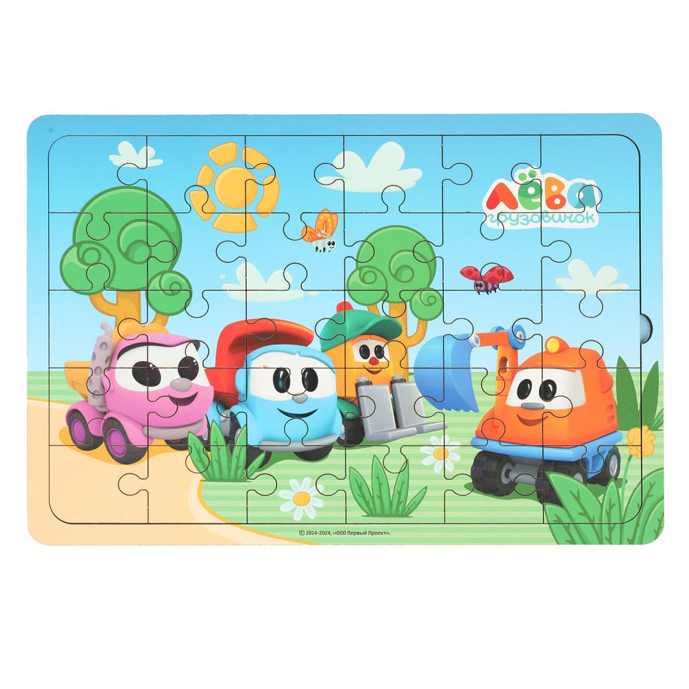 Игрушка деревянная пазл 28*19.5 см. Грузовичок Лева терм. пакет Буратино в кор.28шт