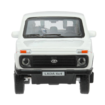 Машина металл LADA 4x4 длина 12 см, двери, багажник, инерц, белый, кор. Технопарк в кор.2*36шт