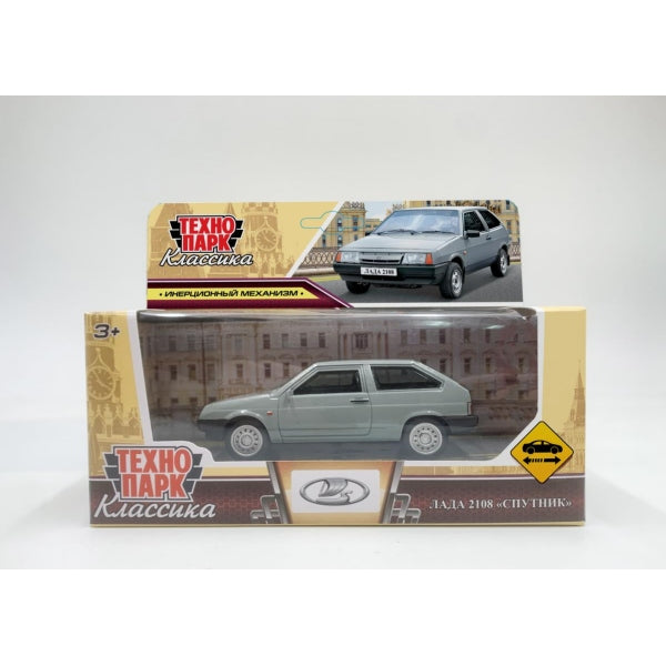 Машина металл LADA lada 2108 длина 10,5 см, инерц, мокрый асфальт, кор. Технопарк в кор.2*36шт