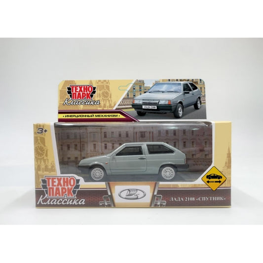Машина металл LADA lada 2108 длина 10,5 см, инерц, мокрый асфальт, кор. Технопарк в кор.2*36шт