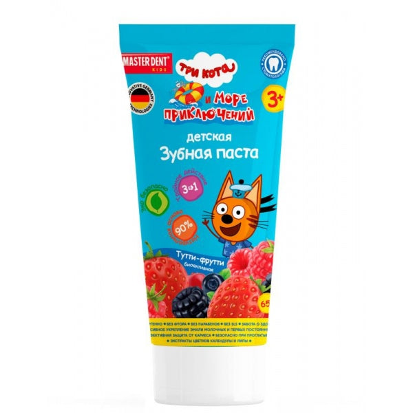 Зубная паста ТРИ КОТА для детей 65 г тутти-фрутти MASTER DENT в кор.24шт