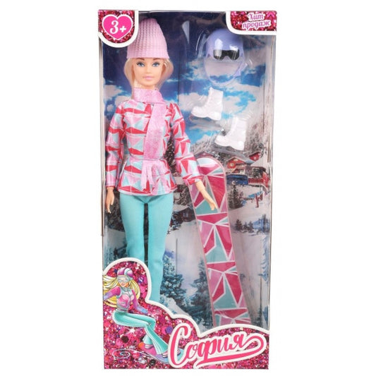 Кукла 29см София, сноуборд ,акс., руки и ноги сгиб., кор. КАРАПУЗ в кор.24шт