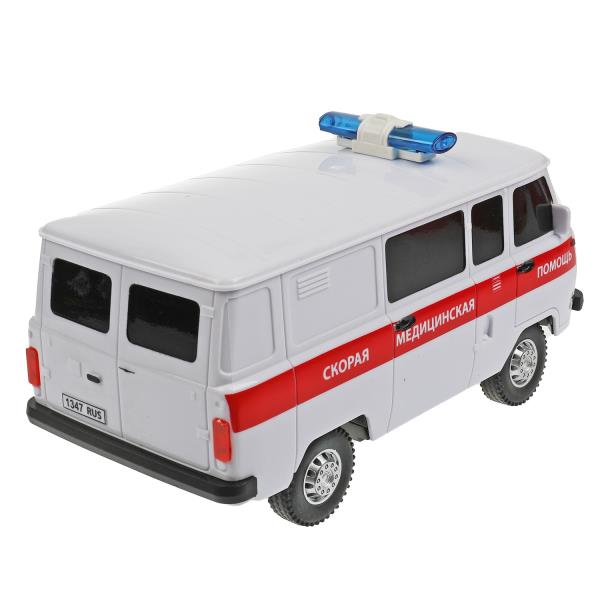 452-18RCL-AMB-WH Машина р/у УАЗ 452 СКОРАЯ ПОМОЩЬ, 18 см, свет, бел, кор. Технопарк в кор.2*24шт